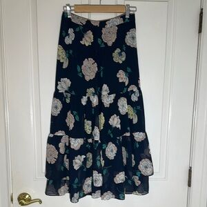Navi Floral Midi Skirt